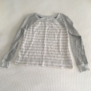 Grey and white stripe sweatshirt